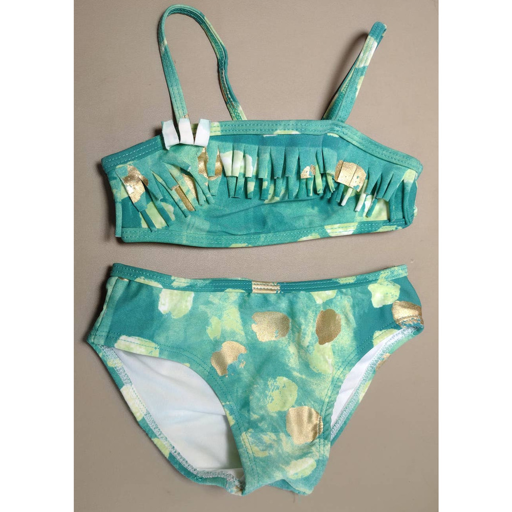 Cherokee Green and Gold Fringe Baby Bikini Size 18 Months
